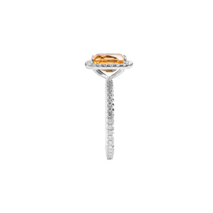 
                  
                    Load image into Gallery viewer, Cushion shaped citrine halo diamond ring in 18k white gold
                  
                