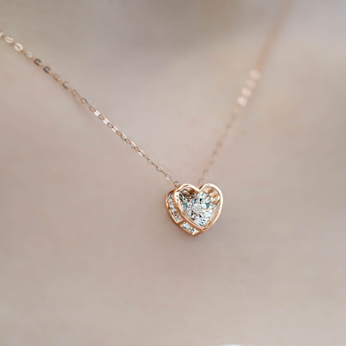 Rose Gold Necklace Goldheart Dancing Diamond Beat Series Dancing