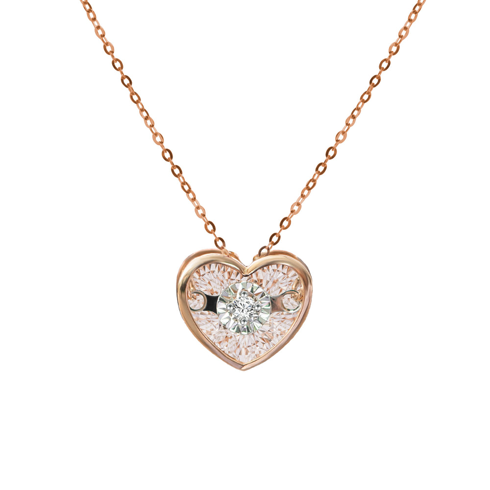 Beat Series dancing heart diamond necklace in 18k rose gold