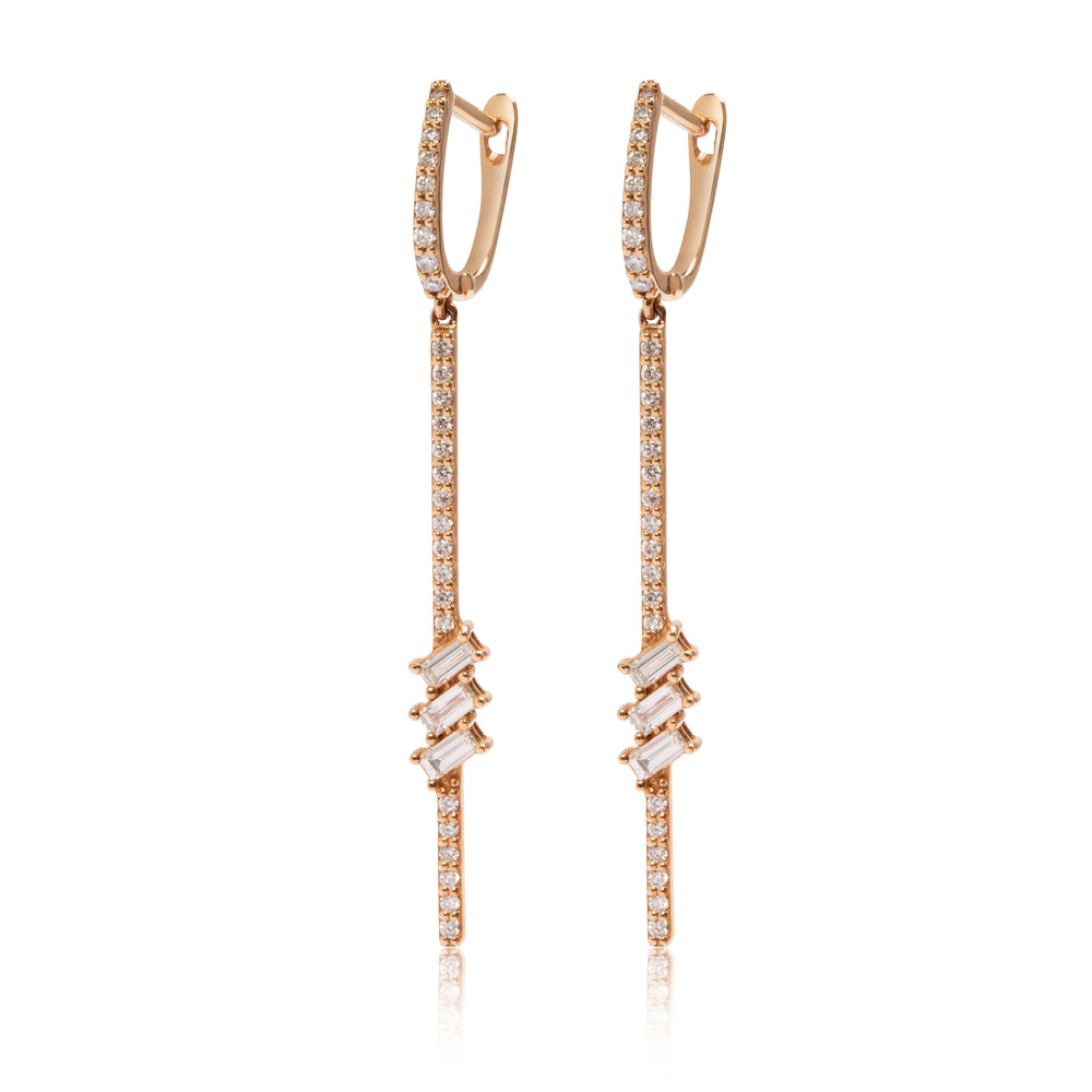 
                  
                    Load image into Gallery viewer, Micropavé linear drop earrings in 18k rose gold
                  
                