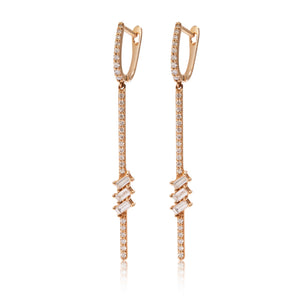 
                  
                    Load image into Gallery viewer, Micropavé linear drop earrings in 18k rose gold
                  
                