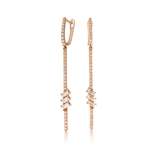 
                  
                    Load image into Gallery viewer, Micropavé linear drop earrings in 18k rose gold
                  
                