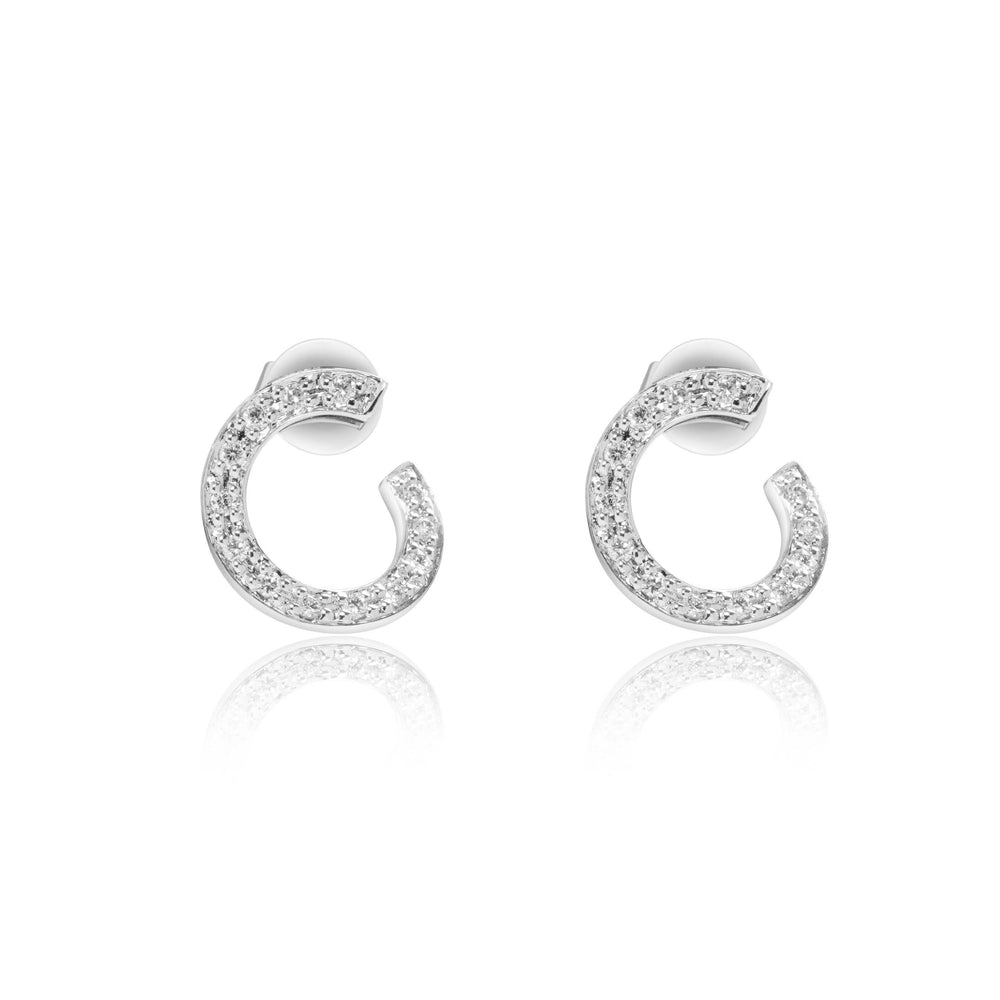 Pavé diamond earrings in 18k white gold