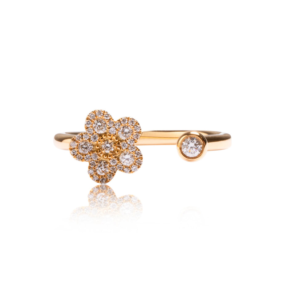 Petite floral diamond open ring in 18k gold