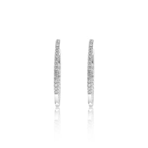
                  
                    Load image into Gallery viewer, Micropavé diamond huggie hoop earrings in 18k white gold
                  
                
