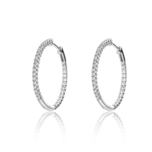 
                  
                    Load image into Gallery viewer, Micropavé diamond huggie hoop earrings in 18k white gold
                  
                