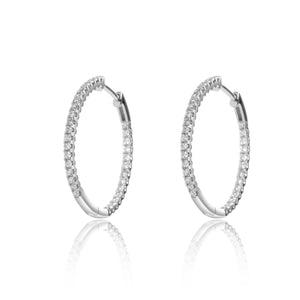 
                  
                    Load image into Gallery viewer, Micropavé diamond huggie hoop earrings in 18k white gold
                  
                