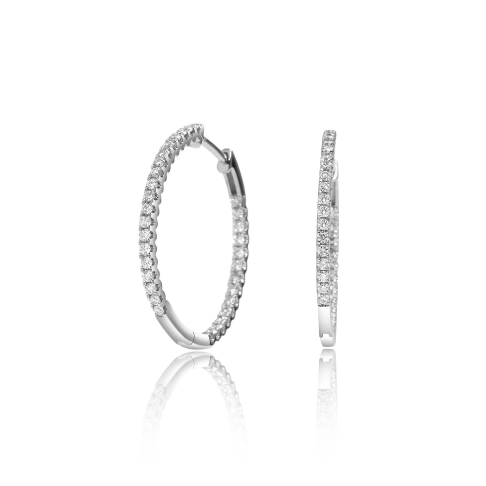 
                  
                    Load image into Gallery viewer, Micropavé diamond huggie hoop earrings in 18k white gold
                  
                