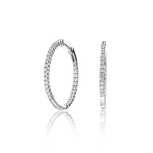 
                  
                    Load image into Gallery viewer, Micropavé diamond huggie hoop earrings in 18k white gold
                  
                
