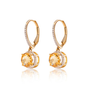 
                  
                    Load image into Gallery viewer, Citrine and micropavé halo diamond drop earrings in 18k yellow gold
                  
                