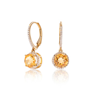 
                  
                    Load image into Gallery viewer, Citrine and micropavé halo diamond drop earrings in 18k yellow gold
                  
                