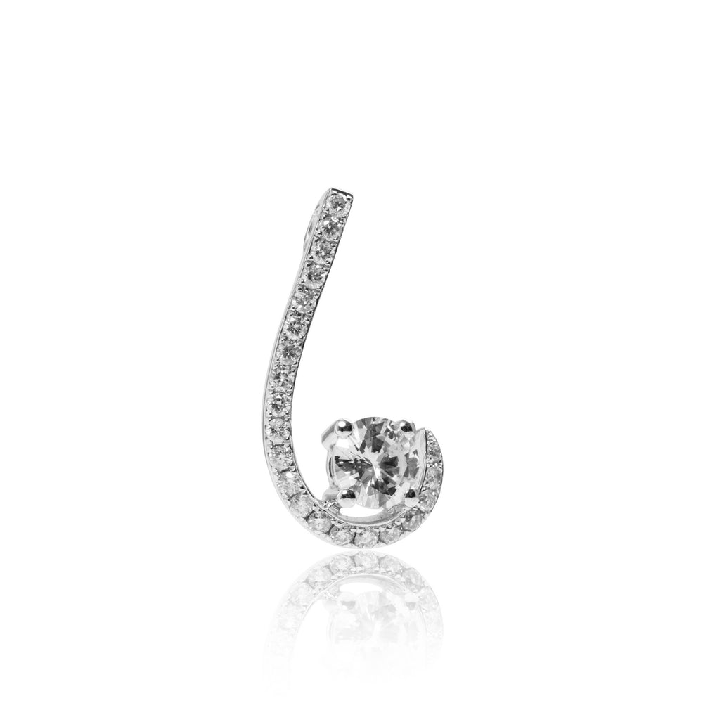 
                  
                    Load image into Gallery viewer, Pavé curved diamond pendant in 18k white gold
                  
                