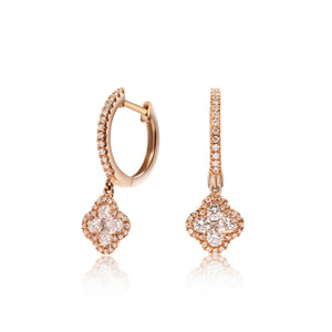 
                  
                    Load image into Gallery viewer, Floral pavé diamond drop earrings in 18k rose gold
                  
                