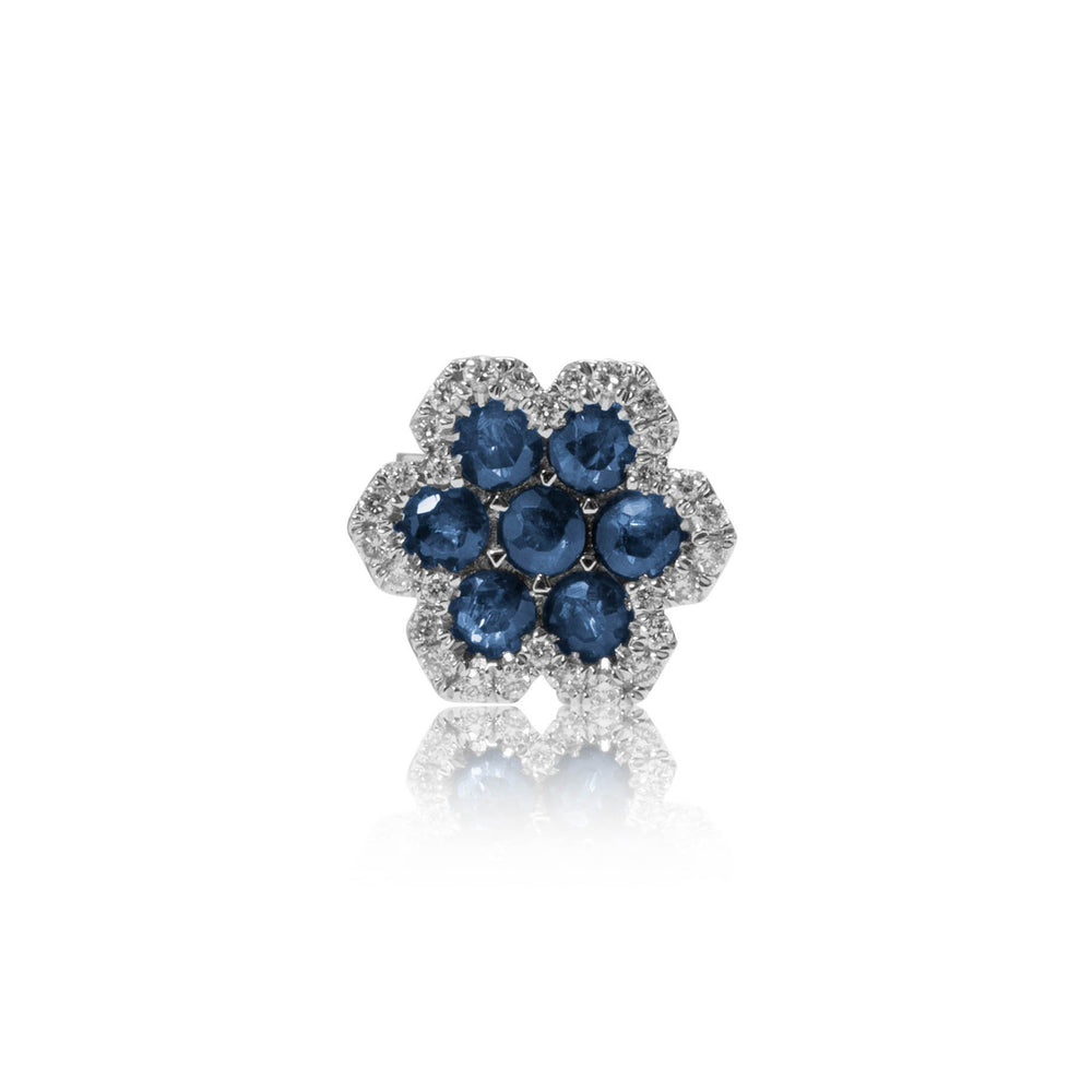 Sapphire floral diamond earrings in 18k white gold