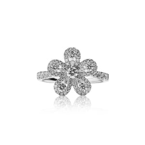 
                  
                    Load image into Gallery viewer, Floral diamond ring in 18k white gold
                  
                