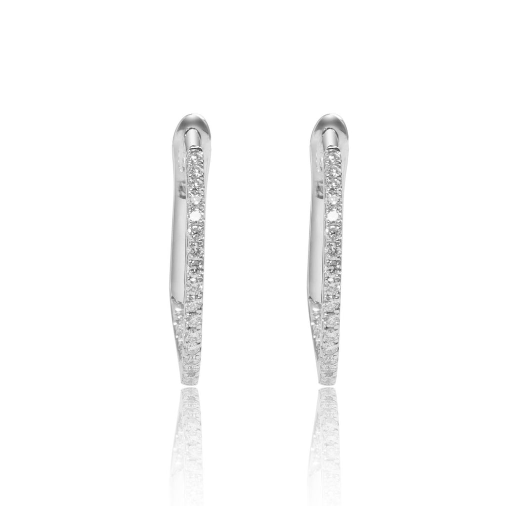 Micropavé diamond huggie hoop earrings in 18k white gold