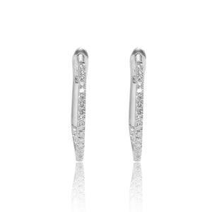 
                  
                    Load image into Gallery viewer, Micropavé diamond huggie hoop earrings in 18k white gold
                  
                
