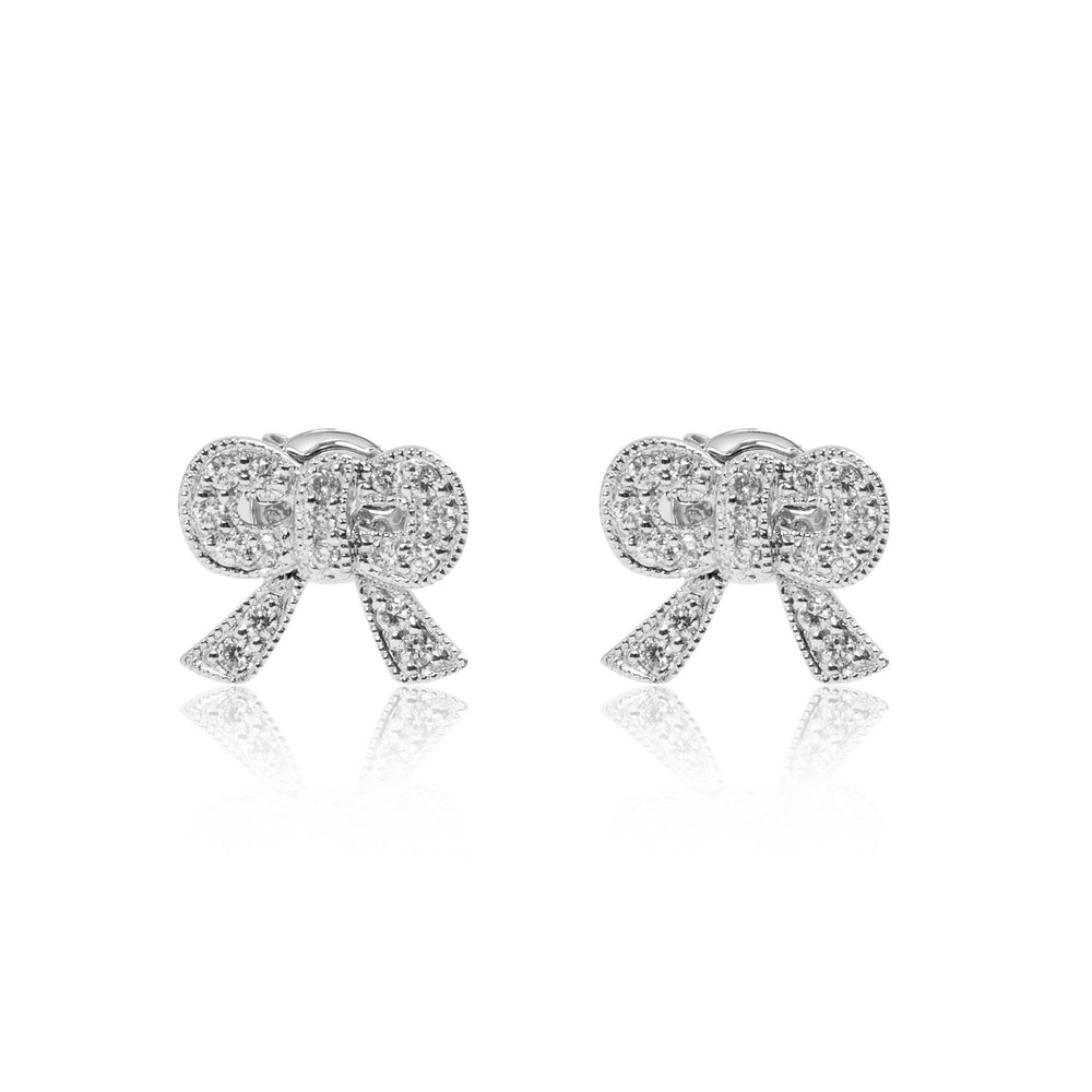 Bowknot shaped diamond stud earrings in 18k gold