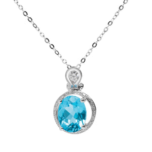 
                  
                    Load image into Gallery viewer, Aquamarine and pavé row diamond pendant in 18k white gold
                  
                