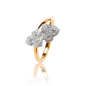 
                  
                    Load image into Gallery viewer, Floral twist diamond ring in 18k yellow and white gold
                  
                