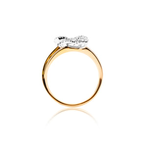 
                  
                    Load image into Gallery viewer, Floral twist diamond ring in 18k yellow and white gold
                  
                
