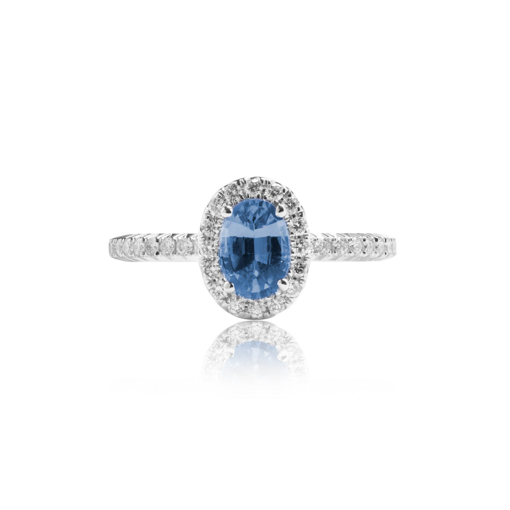 橢圓形藍寶石鑽石戒指