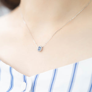 
                  
                    Load image into Gallery viewer, Solar Series sapphire and twinkle diamond necklace in 18k white gold
                  
                