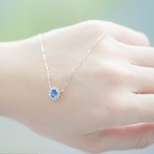 
                  
                    Load image into Gallery viewer, Solar Series sapphire and twinkle diamond necklace in 18k white gold
                  
                