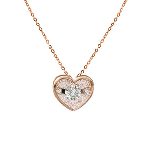 
                  
                    Load image into Gallery viewer, Beat Series dancing heart diamond necklace in 18k rose gold
                  
                