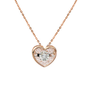 
                  
                    Load image into Gallery viewer, Beat Series dancing heart diamond necklace in 18k rose gold
                  
                
