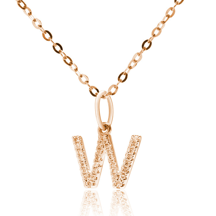 
                  
                    Load image into Gallery viewer, Petite letter W diamond pendant in 18k gold
                  
                