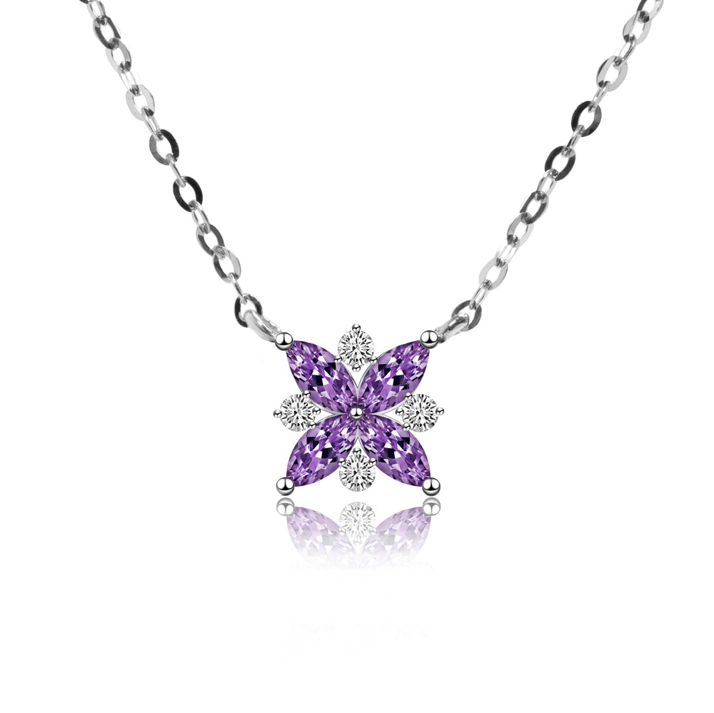 Butterfly amethyst diamond necklace in 18k white gold