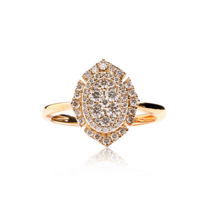 
                  
                    Load image into Gallery viewer, Floral marquise shaped diamond ring in 18k gold
                  
                