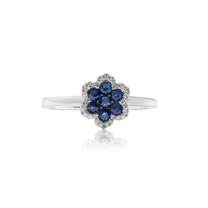 
                  
                    Load image into Gallery viewer, Sapphire and diamond floral ring in 18k gold
                  
                