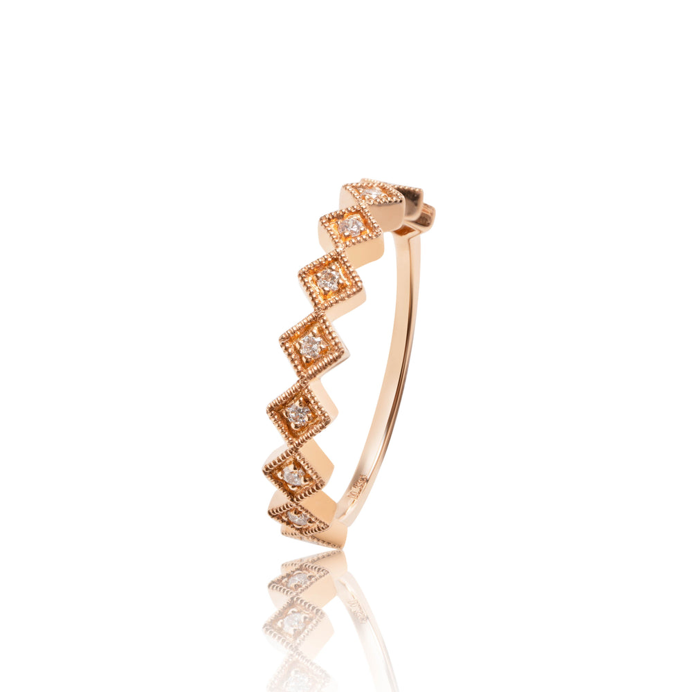 
                  
                    Load image into Gallery viewer, Three tone matched diamond ring in 18k yellow, white and rose gold
                  
                
