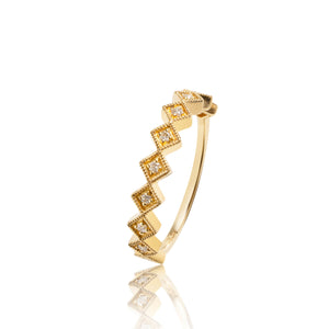 
                  
                    Load image into Gallery viewer, Three tone matched diamond ring in 18k yellow, white and rose gold
                  
                