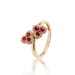 
                  
                    Load image into Gallery viewer, Ruby and diamond floral ring in 18k yellow gold
                  
                