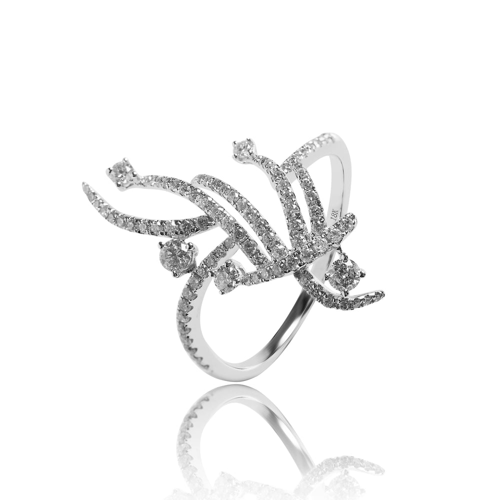 
                  
                    Load image into Gallery viewer, Lorelei diamond vine ring in 18k white gold
                  
                
