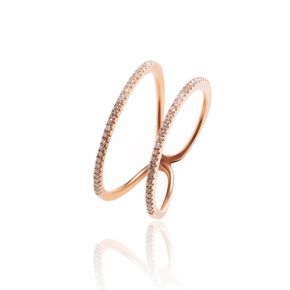 
                  
                    Load image into Gallery viewer, Double mini pavé diamond ring in 18k rose gold
                  
                