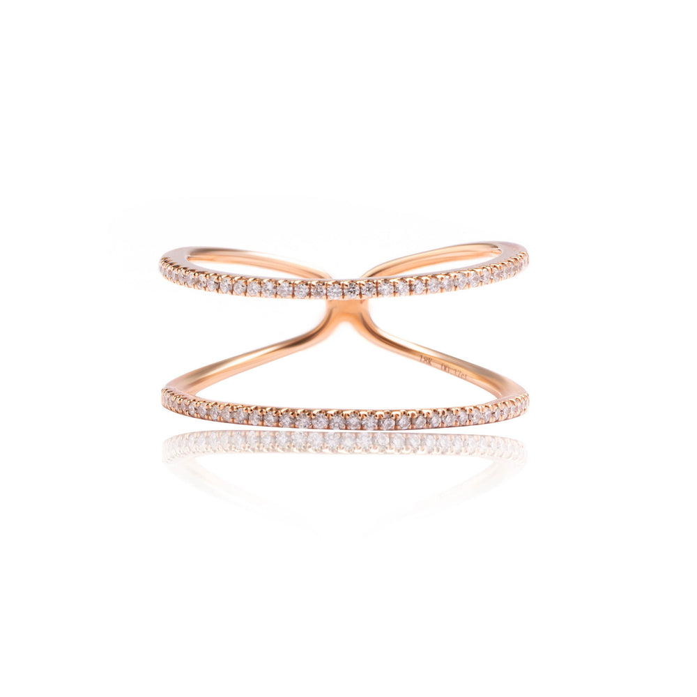 
                  
                    Load image into Gallery viewer, Double mini pavé diamond ring in 18k rose gold
                  
                