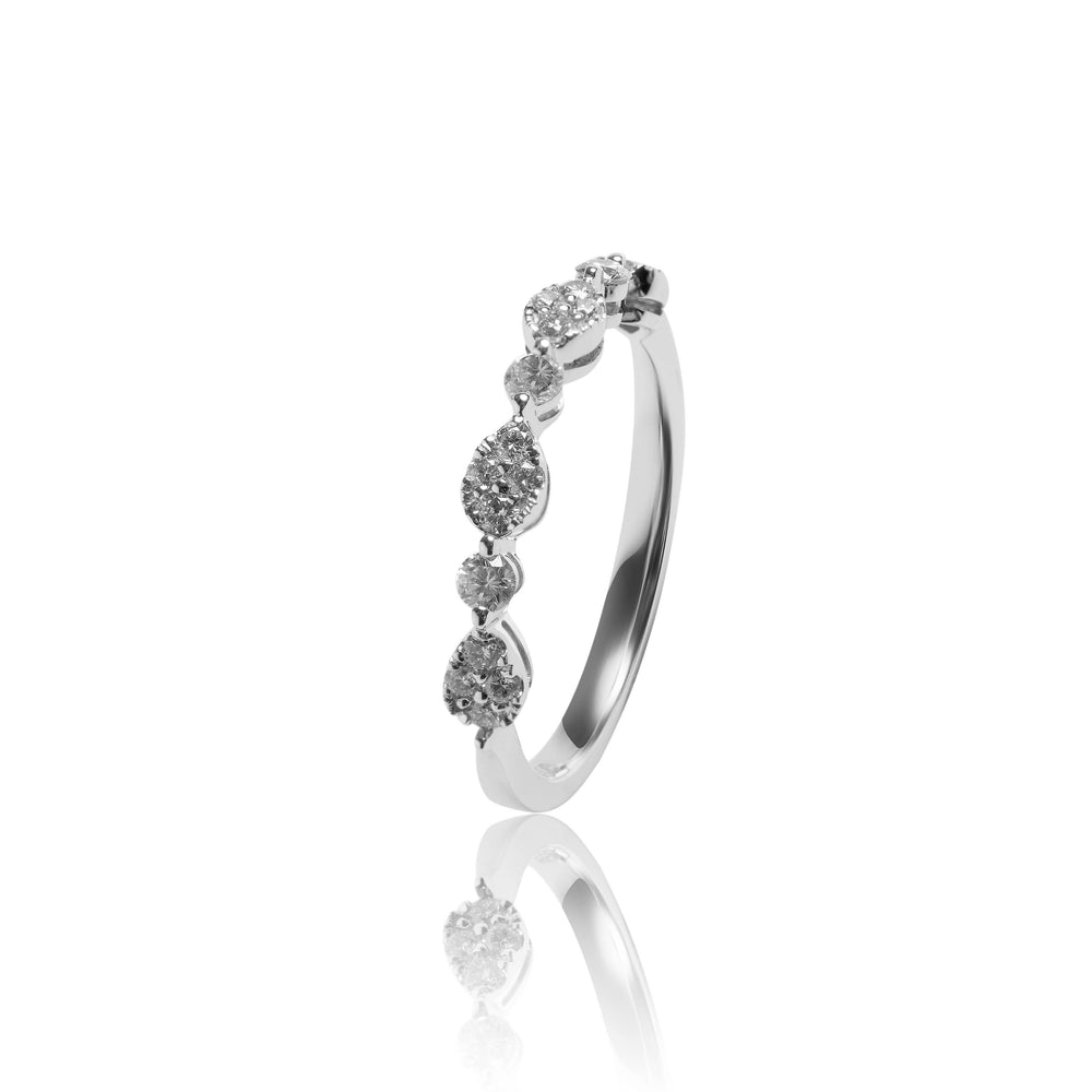 
                  
                    Load image into Gallery viewer, Petite geometry diamond ring in 18k white gold
                  
                