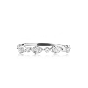 
                  
                    Load image into Gallery viewer, Petite geometry diamond ring in 18k white gold
                  
                