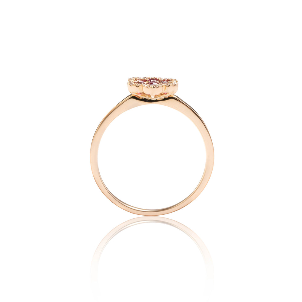 
                  
                    Load image into Gallery viewer, Ruby and diamond floral ring in 18k gold
                  
                