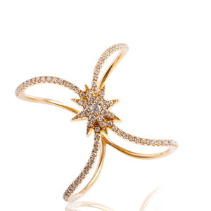 
                  
                    Load image into Gallery viewer, Crescent shaped twist diamond ring in 18k rose gold
                  
                