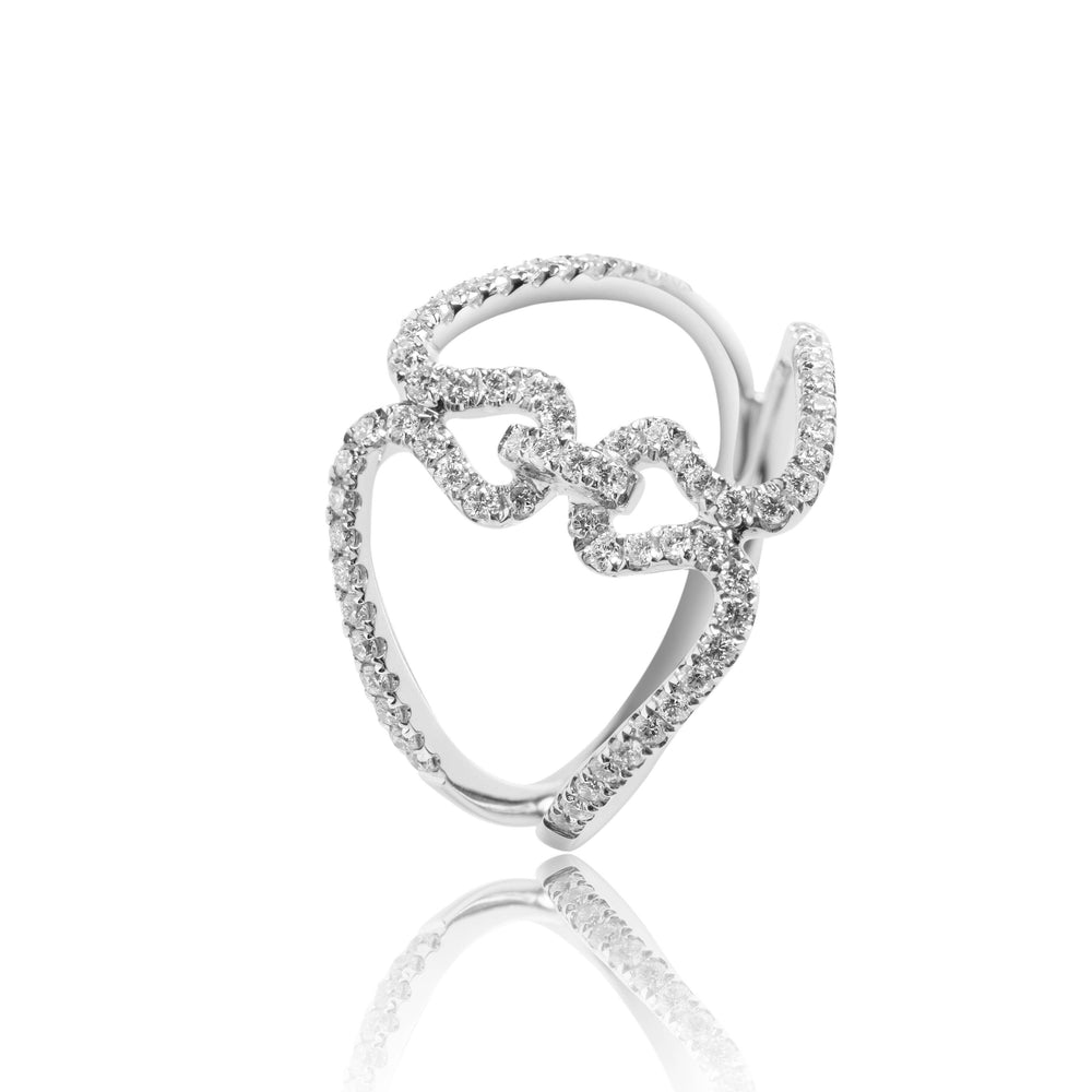 
                  
                    Load image into Gallery viewer, Double twist pavé diamond ring in 18k white gold
                  
                