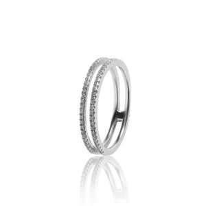
                  
                    Load image into Gallery viewer, Double micropavé diamond ring in 18k white gold
                  
                