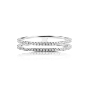 
                  
                    Load image into Gallery viewer, Double micropavé diamond ring in 18k white gold
                  
                
