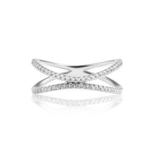 
                  
                    Load image into Gallery viewer, Double twist micropavé diamond ring in 18k white gold
                  
                