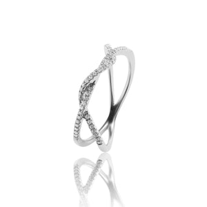 
                  
                    Load image into Gallery viewer, Double twist micropavé diamond ring in 18k white gold
                  
                