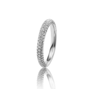 
                  
                    Load image into Gallery viewer, Three row pavé diamond ring in 18k white gold
                  
                